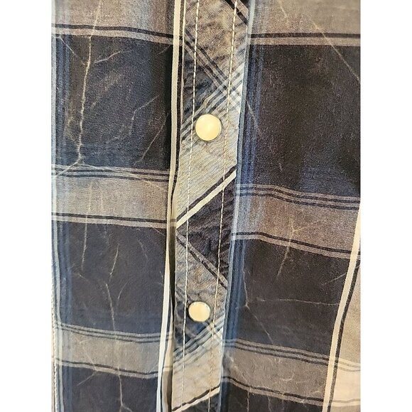BKE Vintage Men’s 2XL Plaid Athletic Fit Pearl Snap Distressed Rock Western - Picture 4 of 7
